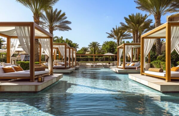 Scenic view of Ras Al Khaimah with Al Marjan Island in the background